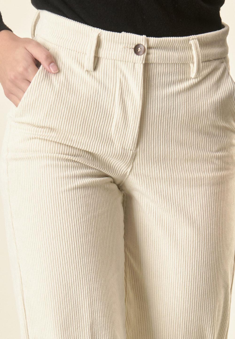 Angelico Pantalone Avorio Velluto Palazzo