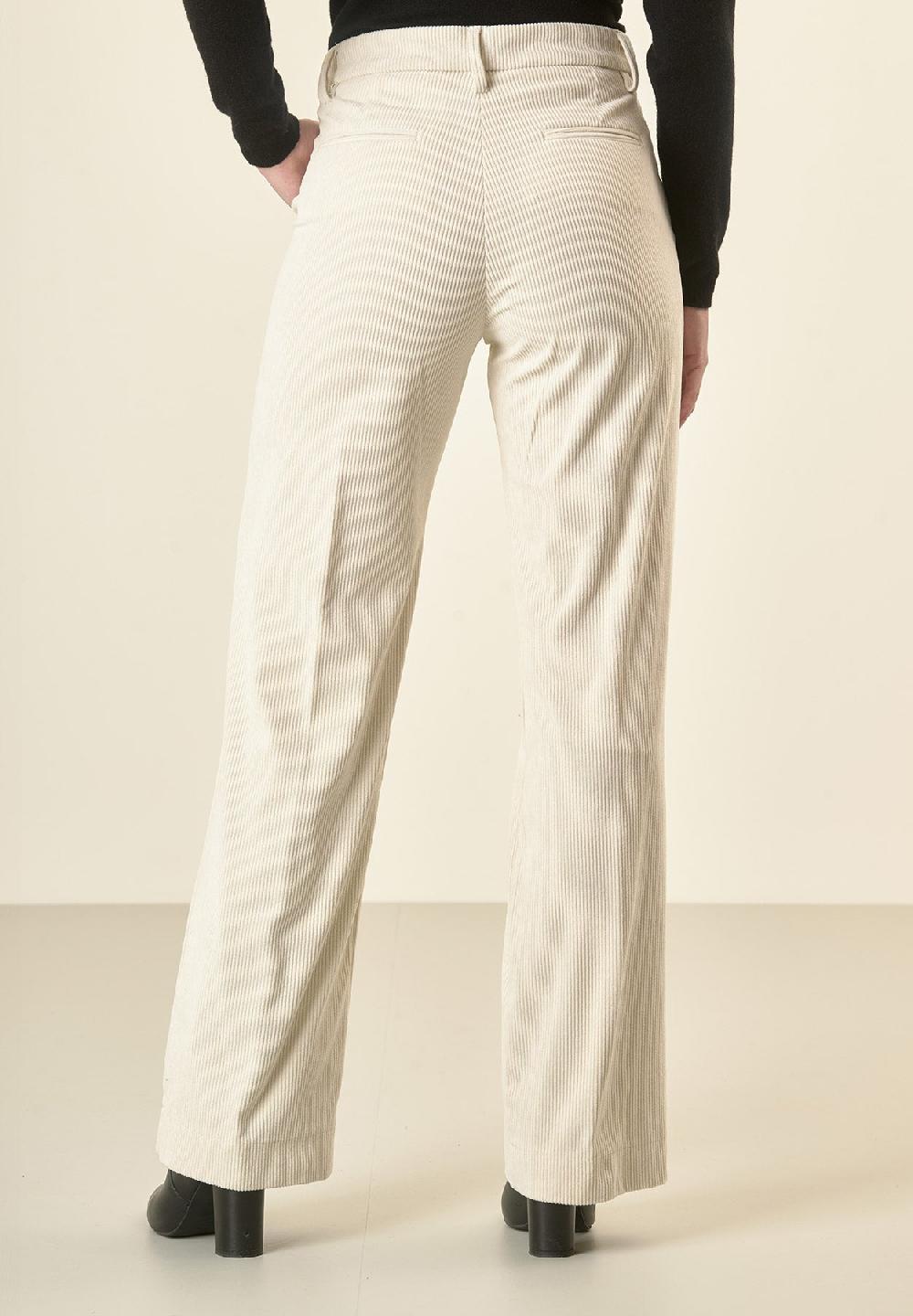 Angelico Pantalone Avorio Velluto Palazzo