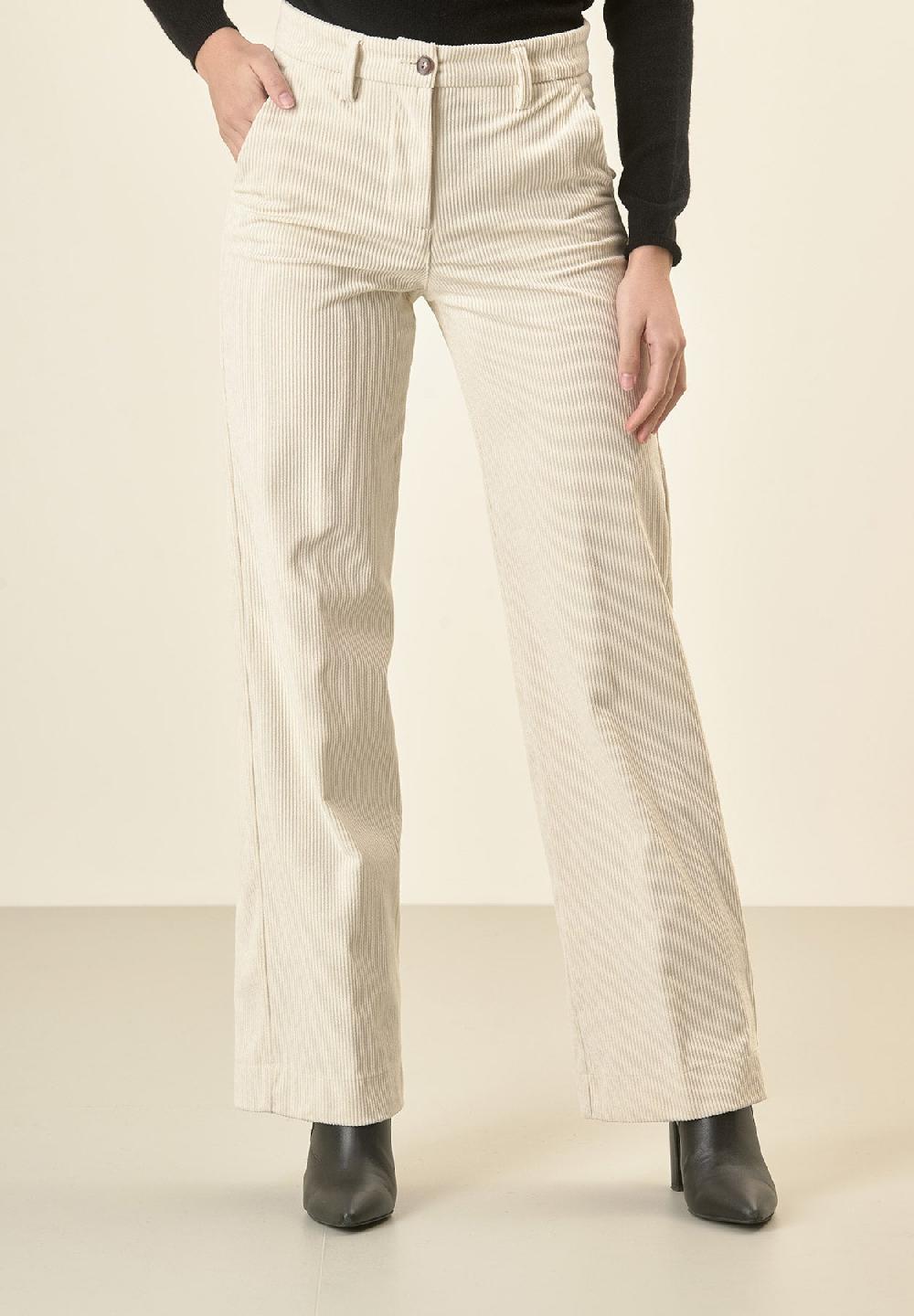 Angelico Pantalone avorio velluto palazzo