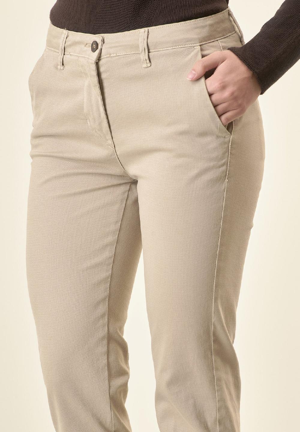 Angelico Pantalone Beige Chinos Cotone Stretch