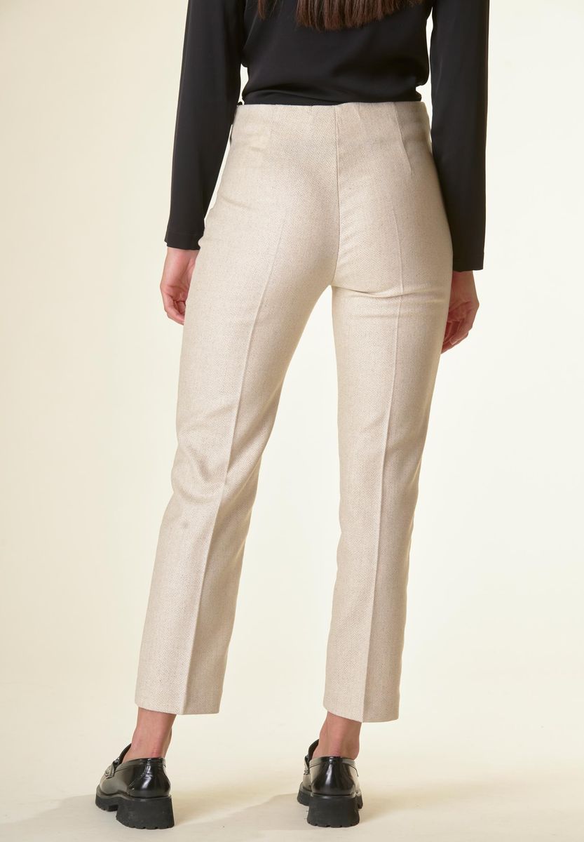 Angelico Pantalone Beige Spigato Sigaretta Lana
