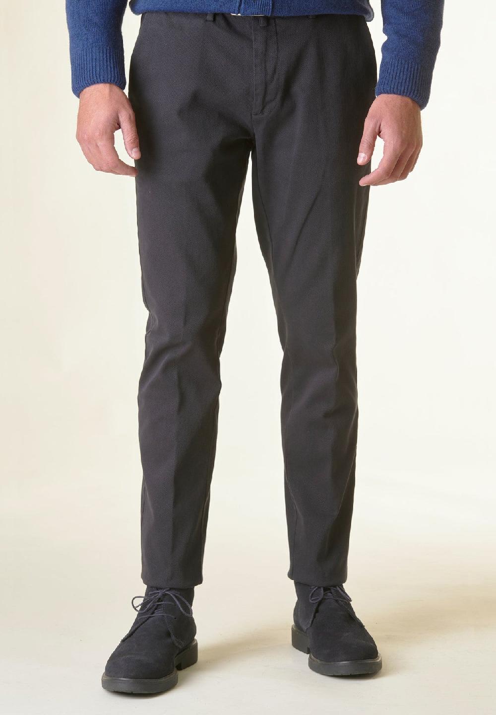 Angelico Pantalone blu navy armatura cotone slim
