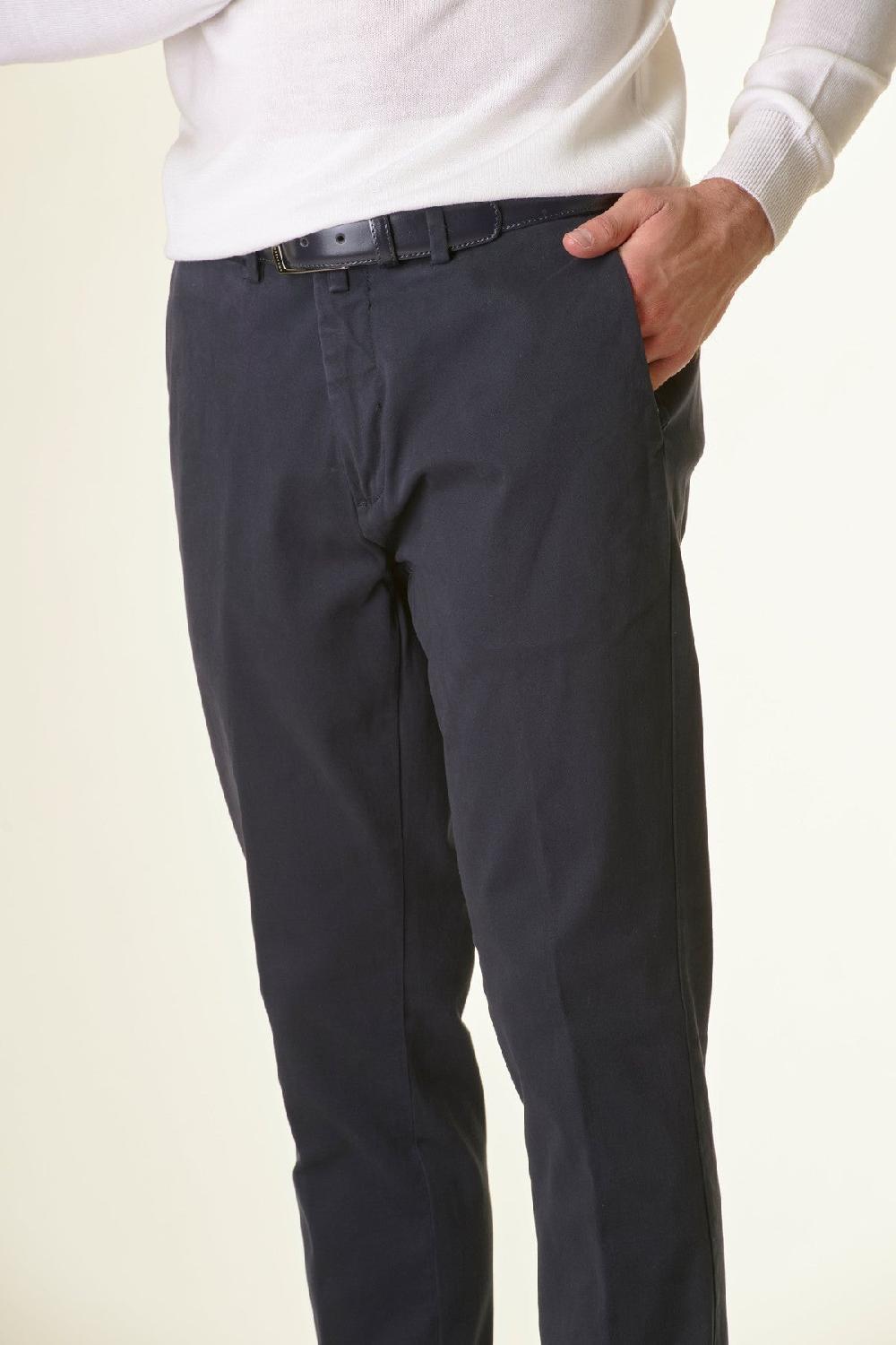 Angelico Pantalone Blu Twill Stretch Slim
