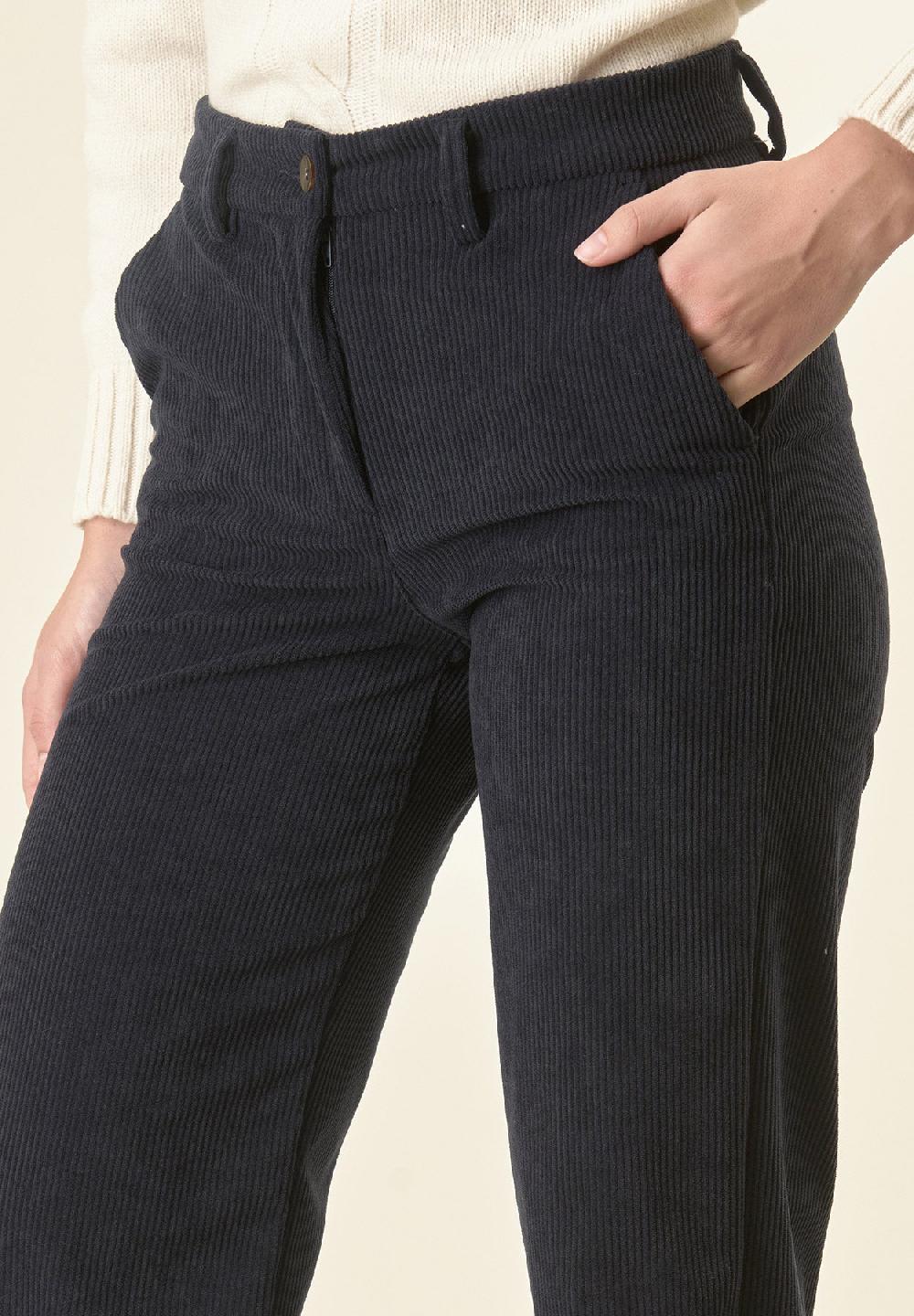 Angelico Pantalone Blu Velluto Palazzo