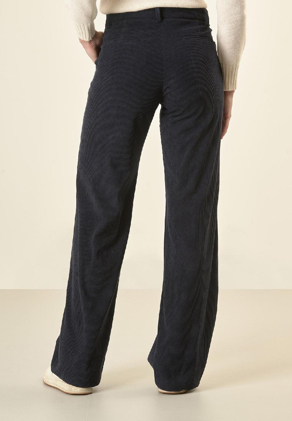 Angelico Pantalone Blu Velluto Palazzo