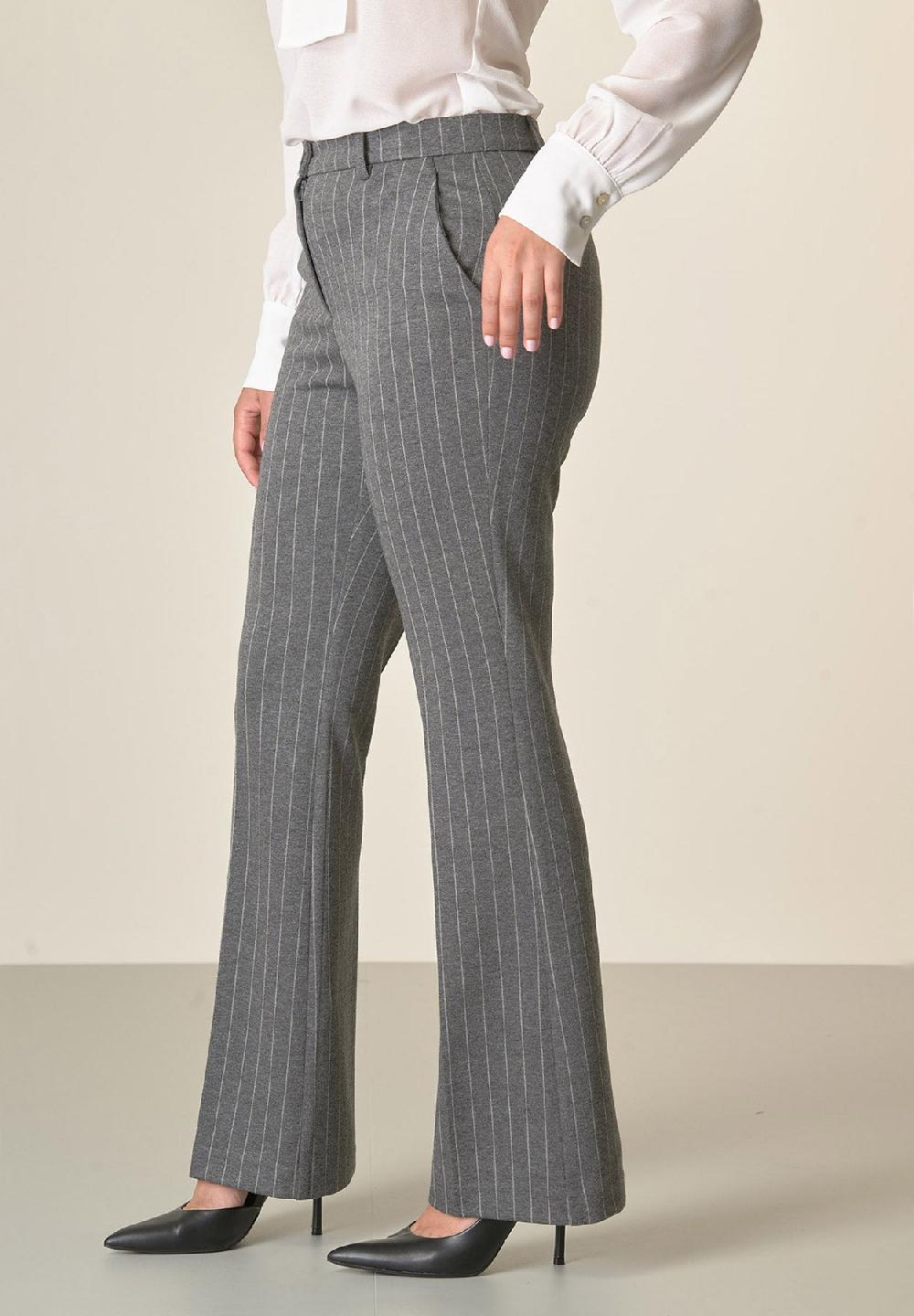 Angelico Pantalone grigio scuro gessato zampa