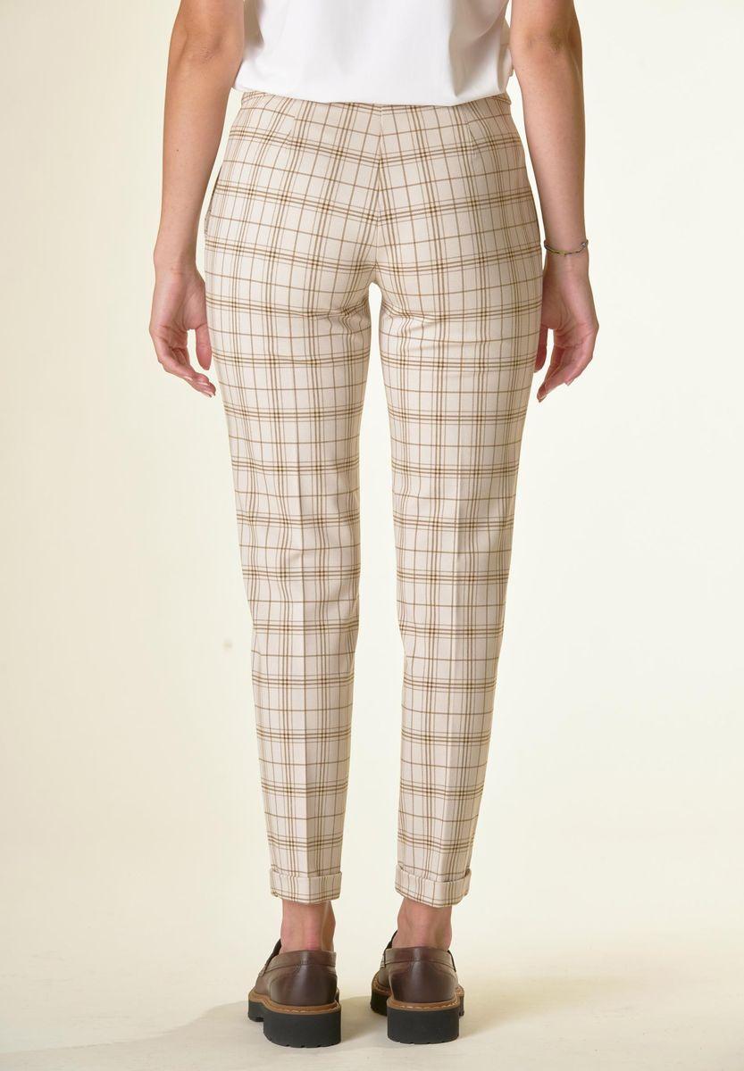 Angelico Pantalone Panna Quadri Sigaretta Risvolto