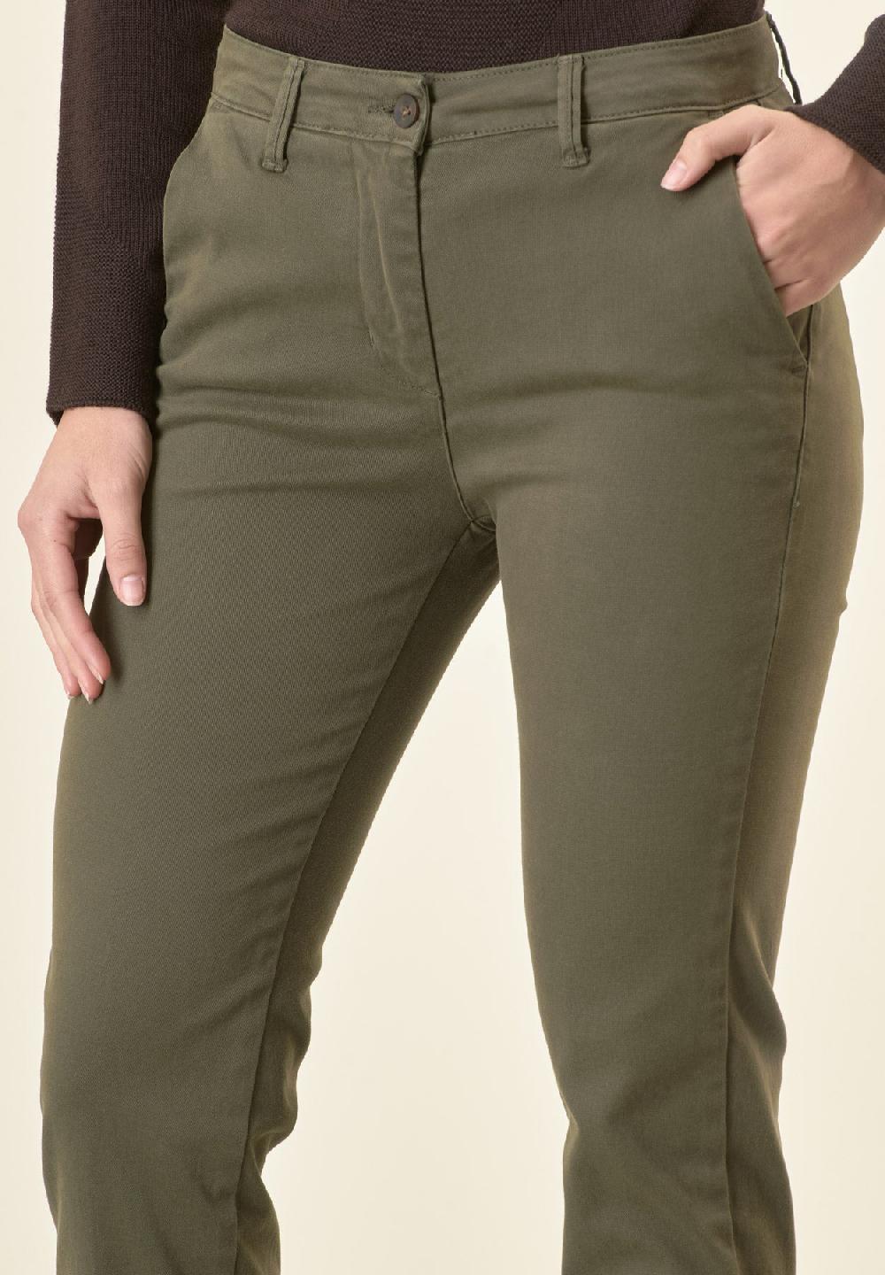 Angelico Pantalone Verde Chinos Cotone Stretch