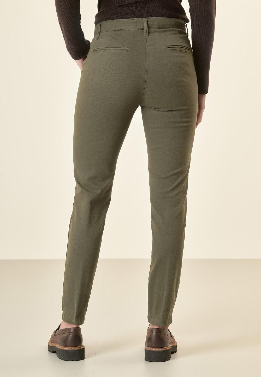 Angelico Pantalone Verde Chinos Cotone Stretch