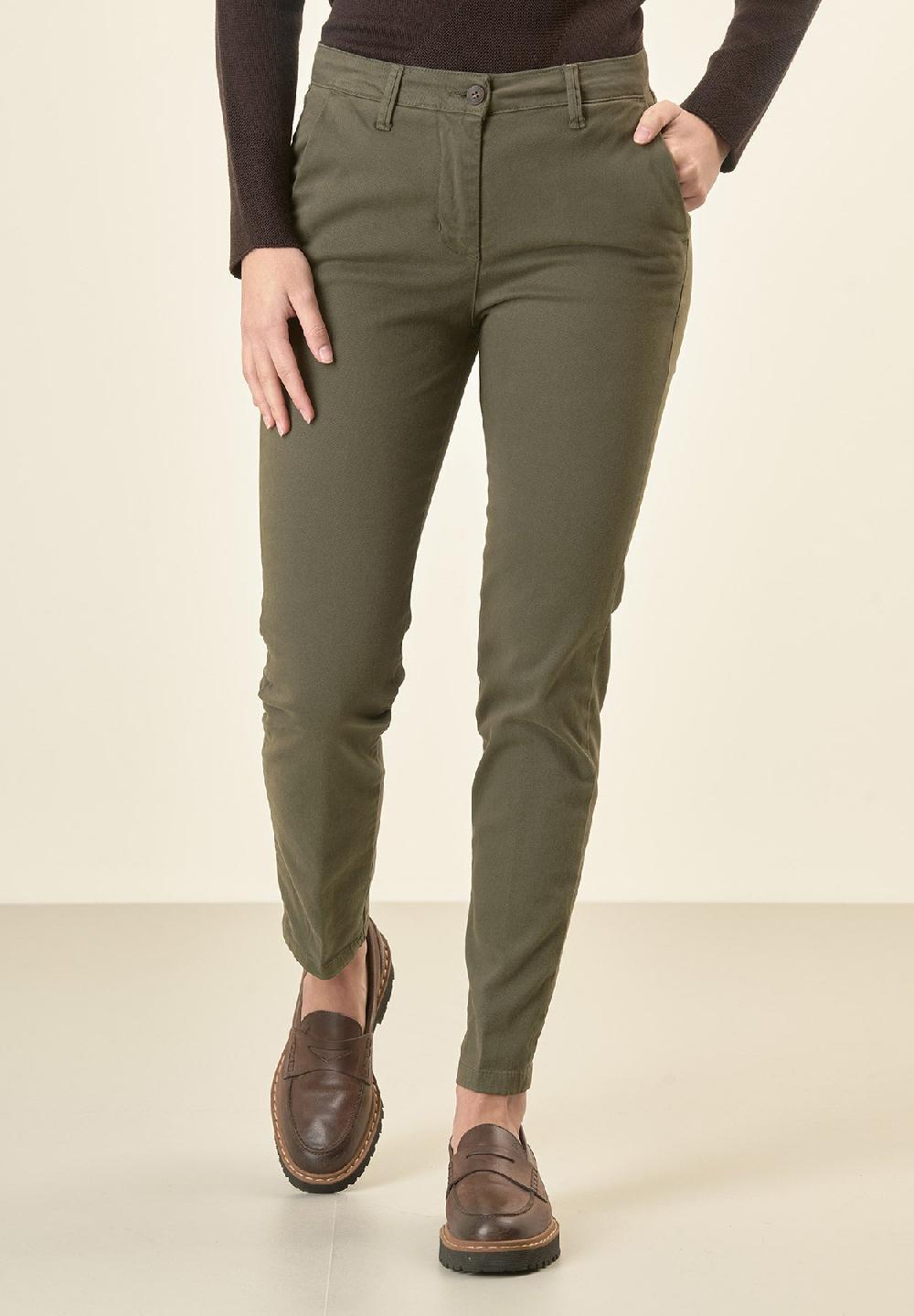 Angelico Pantalone verde chinos cotone stretch