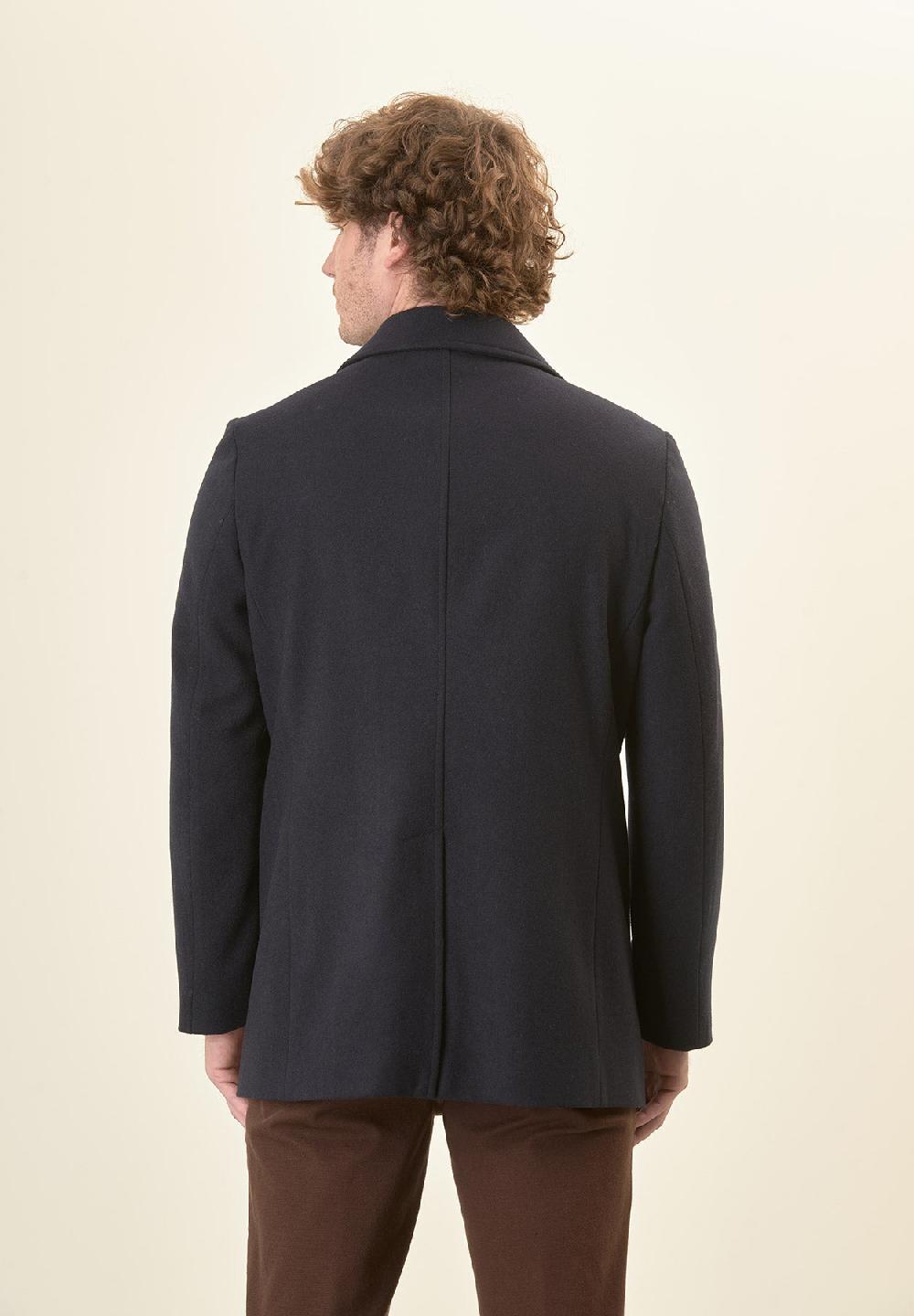 Angelico Peacoat Blu Doppiopetto Misto Lana