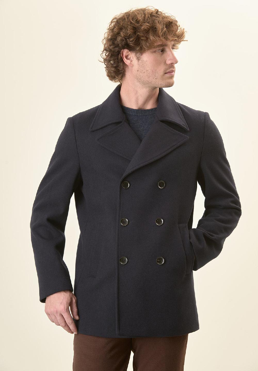 Angelico Peacoat blu doppiopetto misto lana