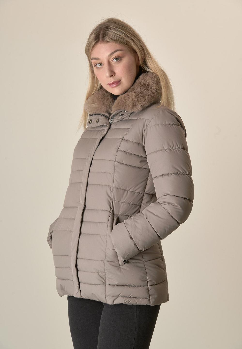 Angelico Piumino tortora pelliccia staccabile