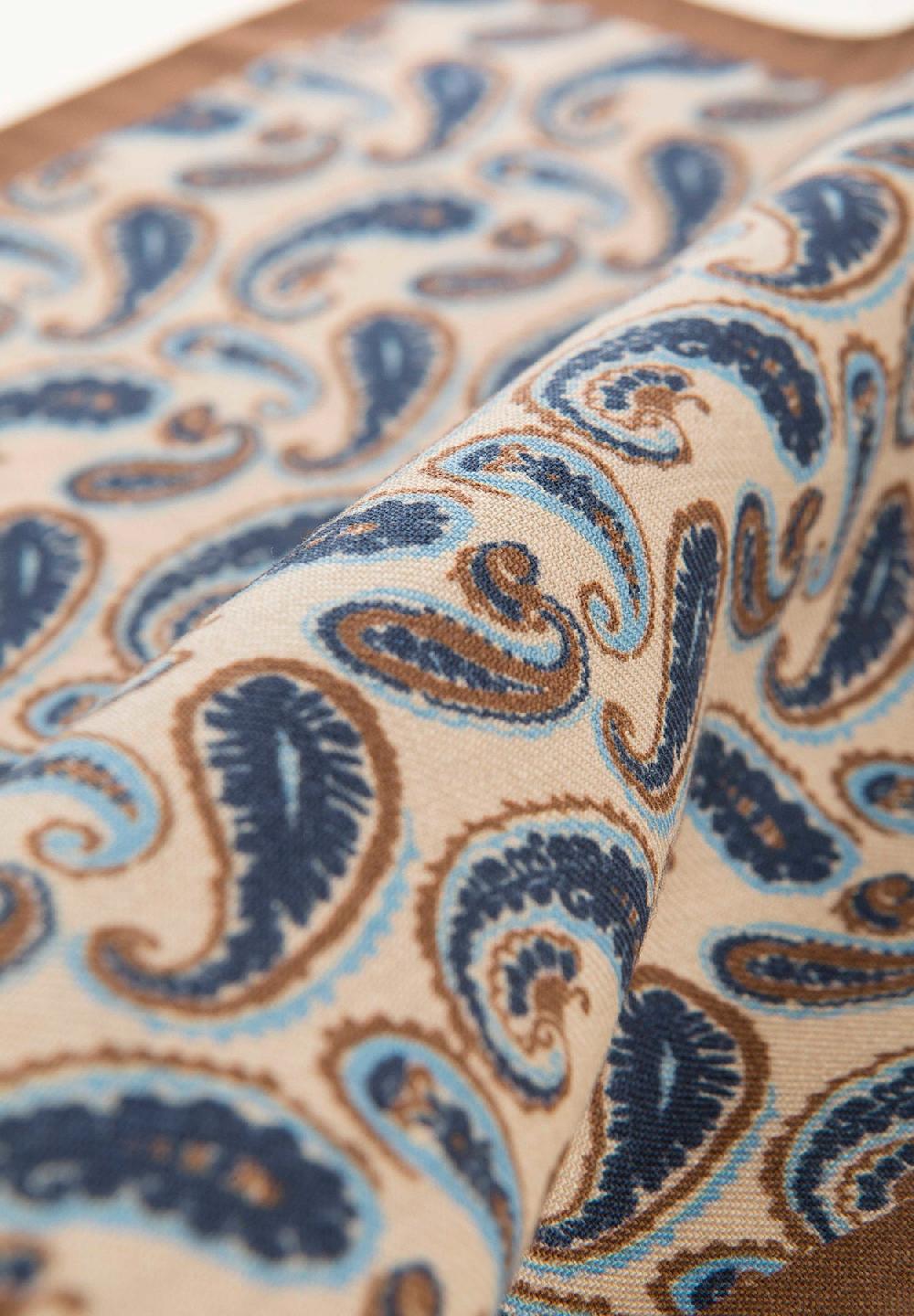 Angelico Pochette Beige Blu Fantasia Cashmere Lana