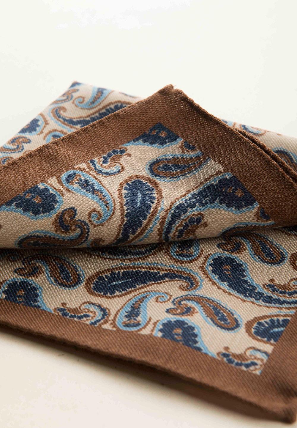 Angelico Pochette Beige Blu Fantasia Cashmere Lana