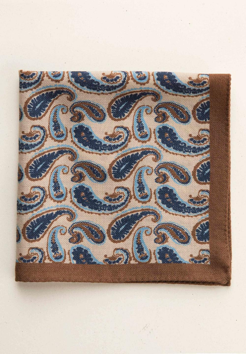 Angelico Pochette beige blu fantasia cashmere lana