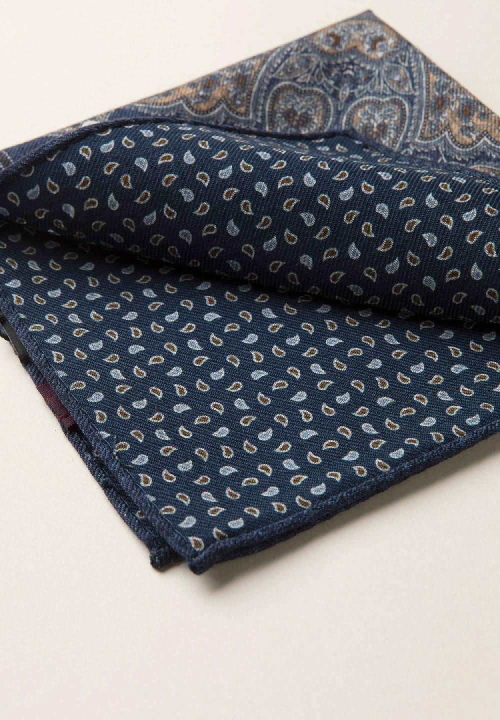 Angelico Pochette Blu Navy Fronte Retro Lana