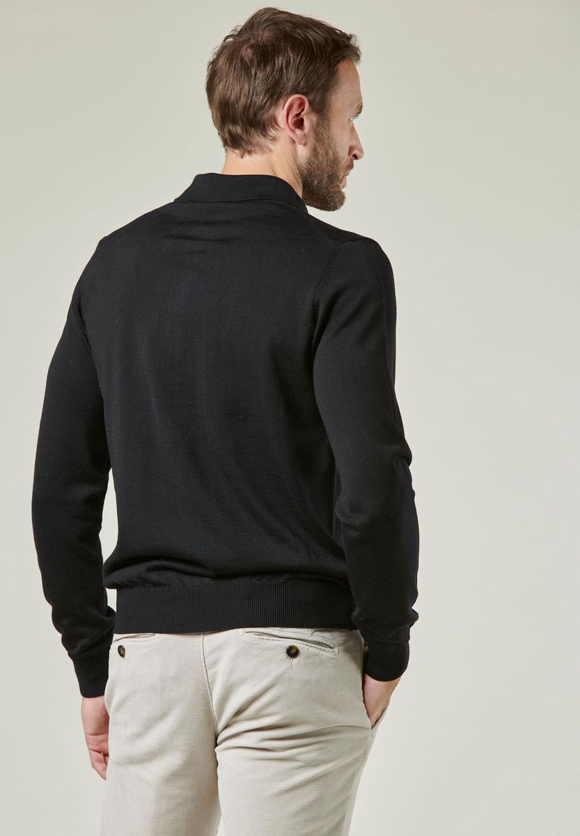 Angelico Polo In Maglia Nera Merino Lana Gatto
