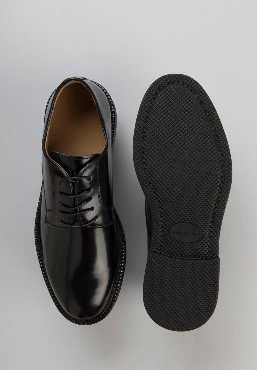 Angelico Scarpa Derby Nera Pelle Abrasivata