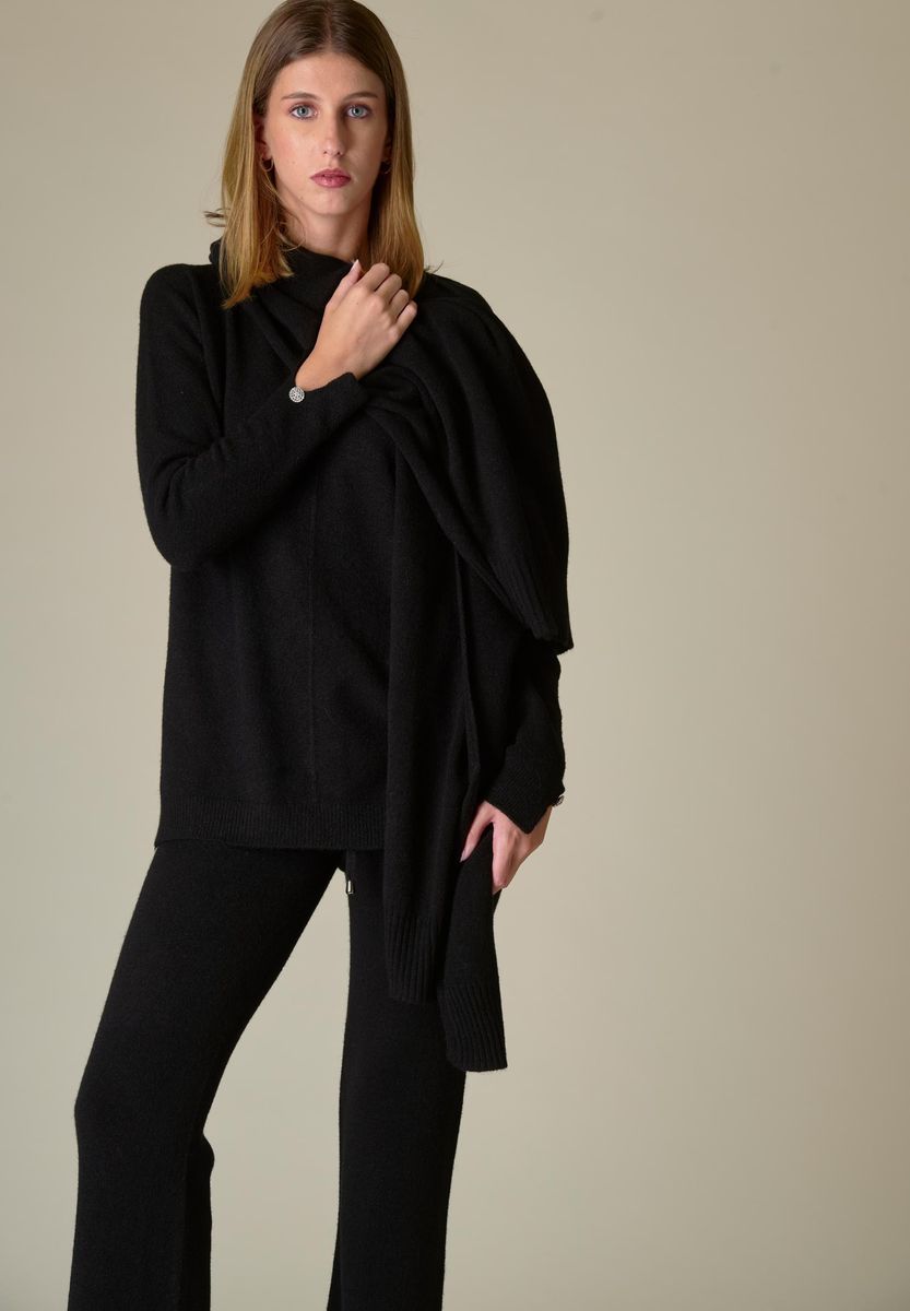 Angelico Sciarpa a stola nera viscosa soft