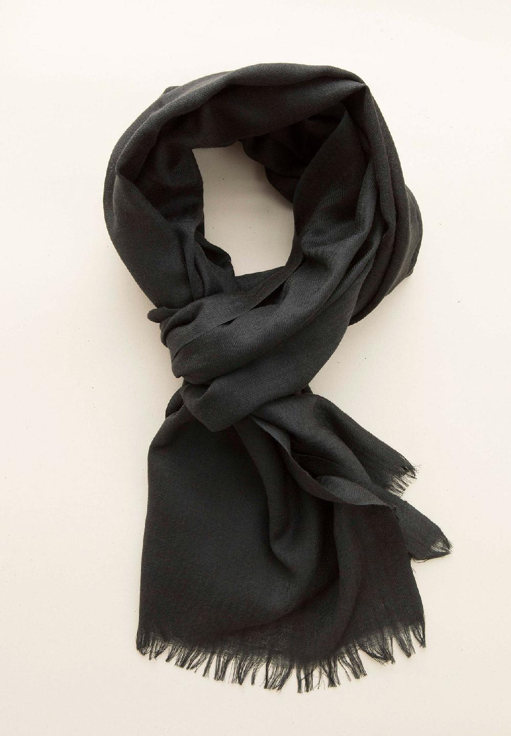 Angelico Sciarpa antracite lana merinos frange