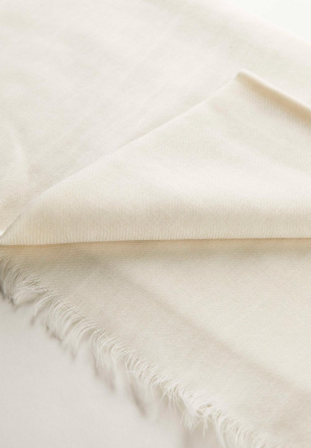 Angelico Sciarpa Bianca Lana Merinos Frange