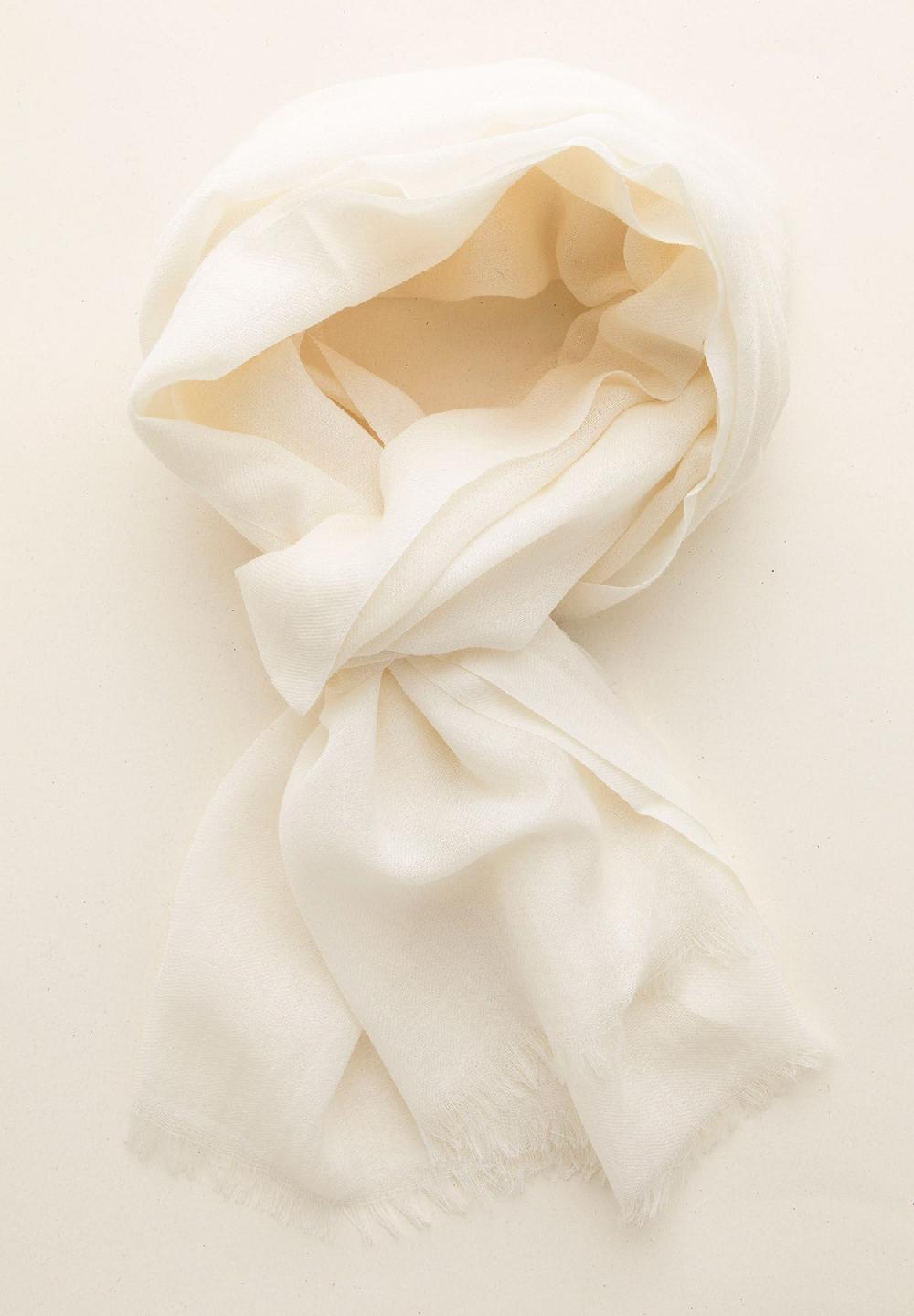 Angelico Sciarpa bianca lana merinos frange