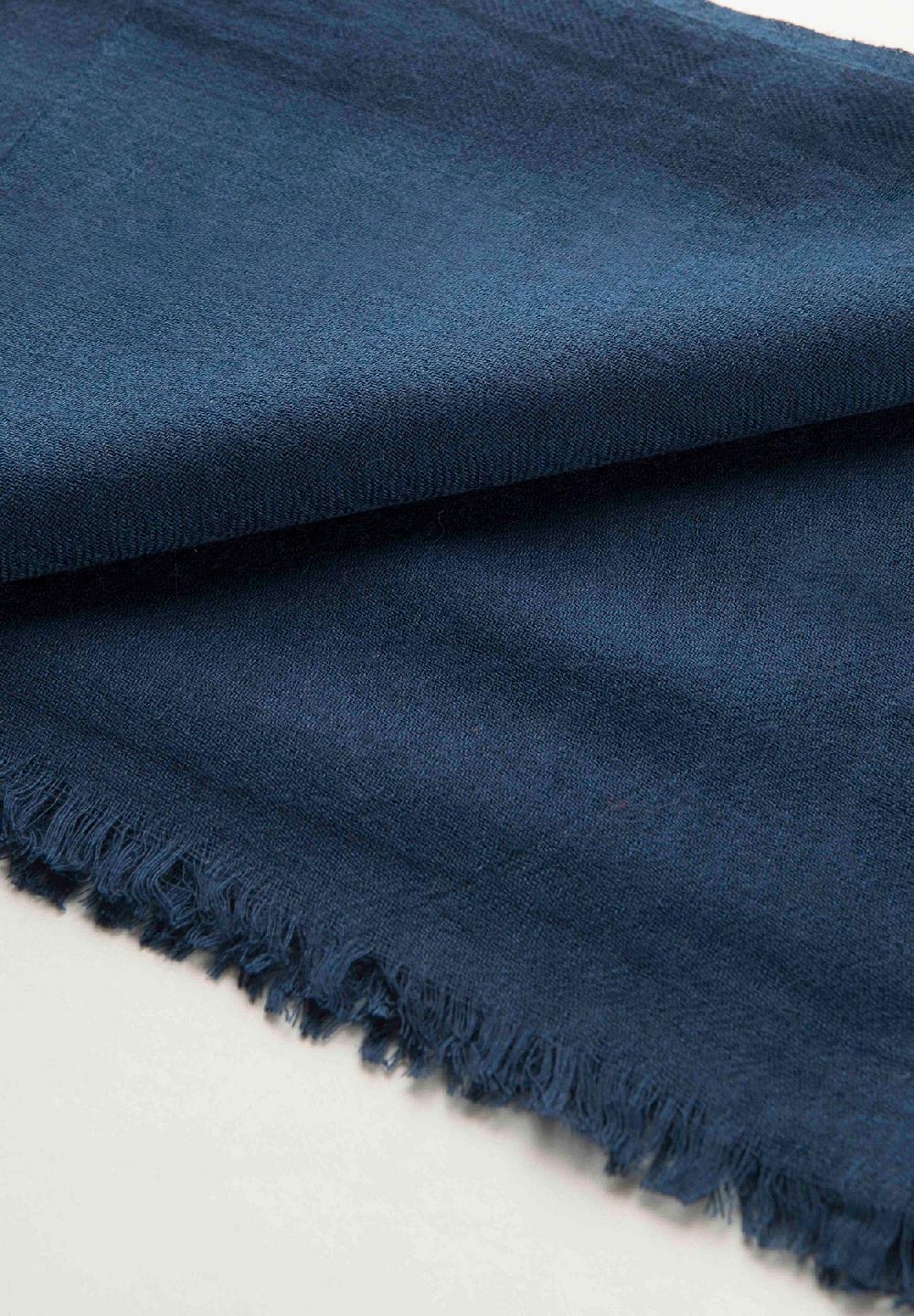 Angelico Sciarpa Blu Lana Merinos Frange