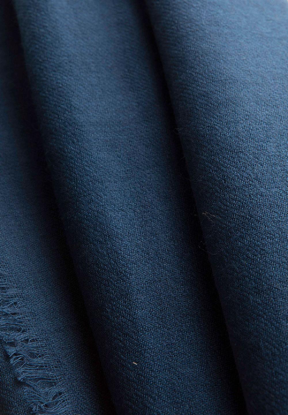 Angelico Sciarpa Blu Lana Merinos Frange