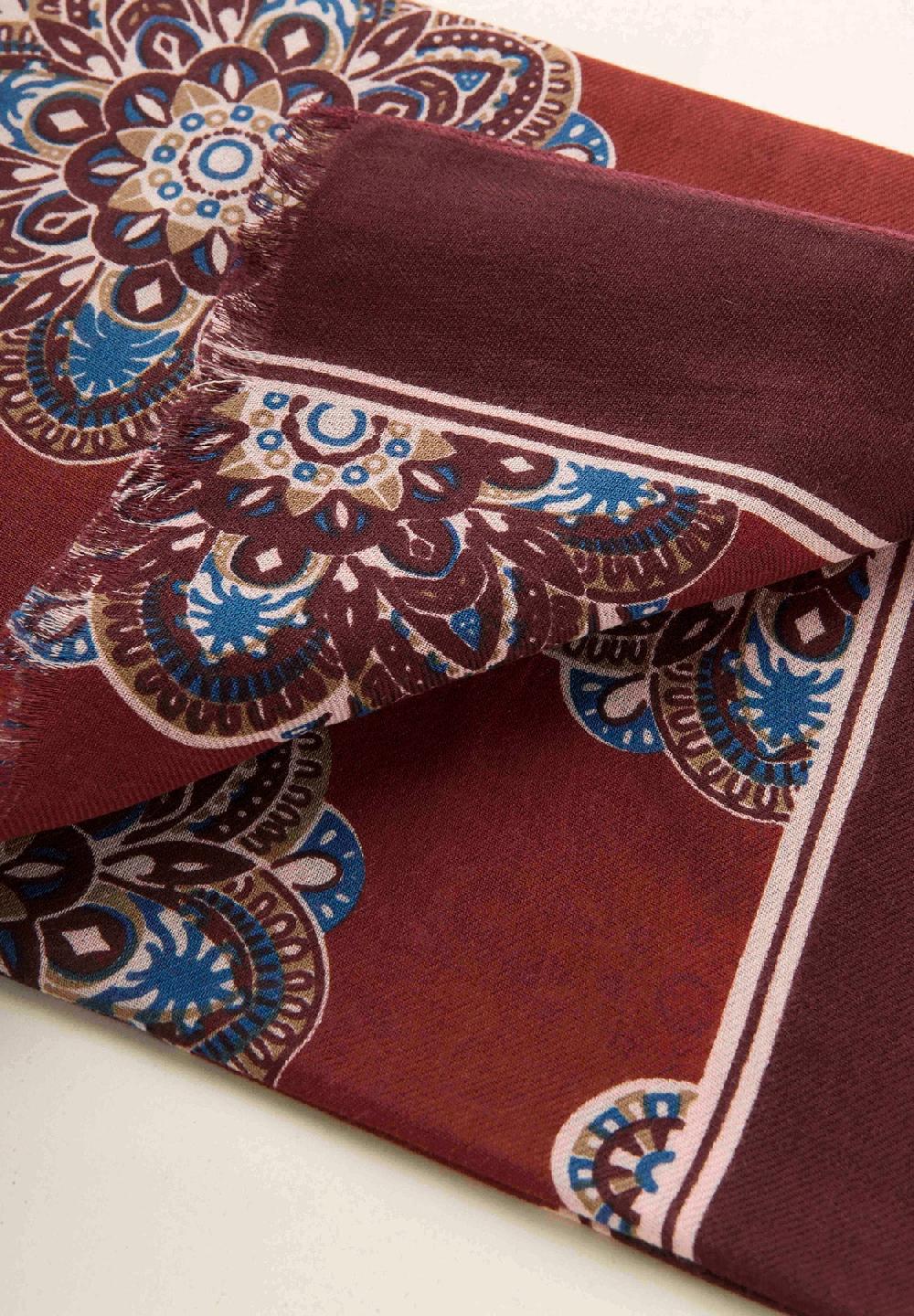 Angelico Sciarpa Bordeaux Fantasia Cotone Lana