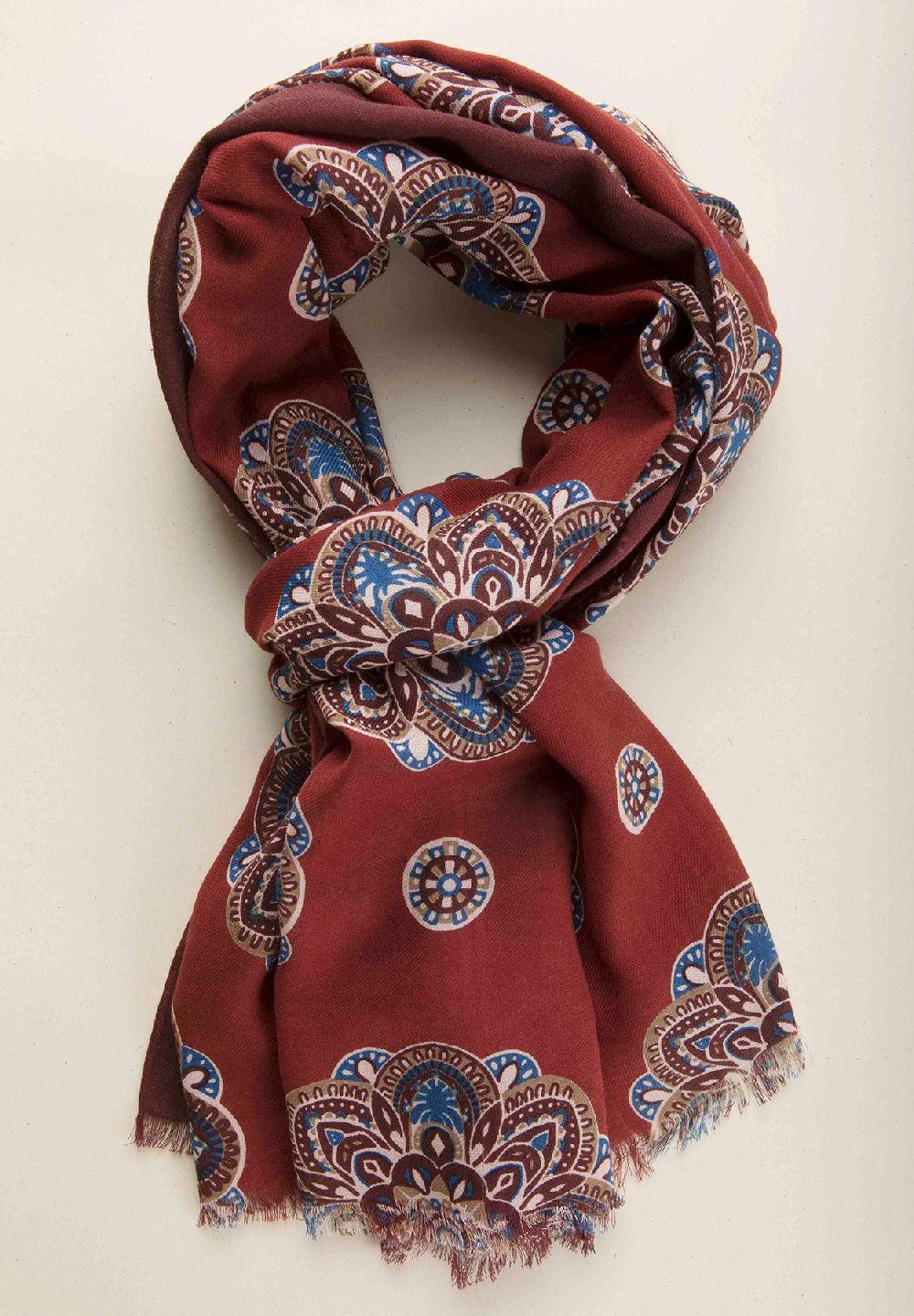Angelico Sciarpa bordeaux fantasia cotone lana