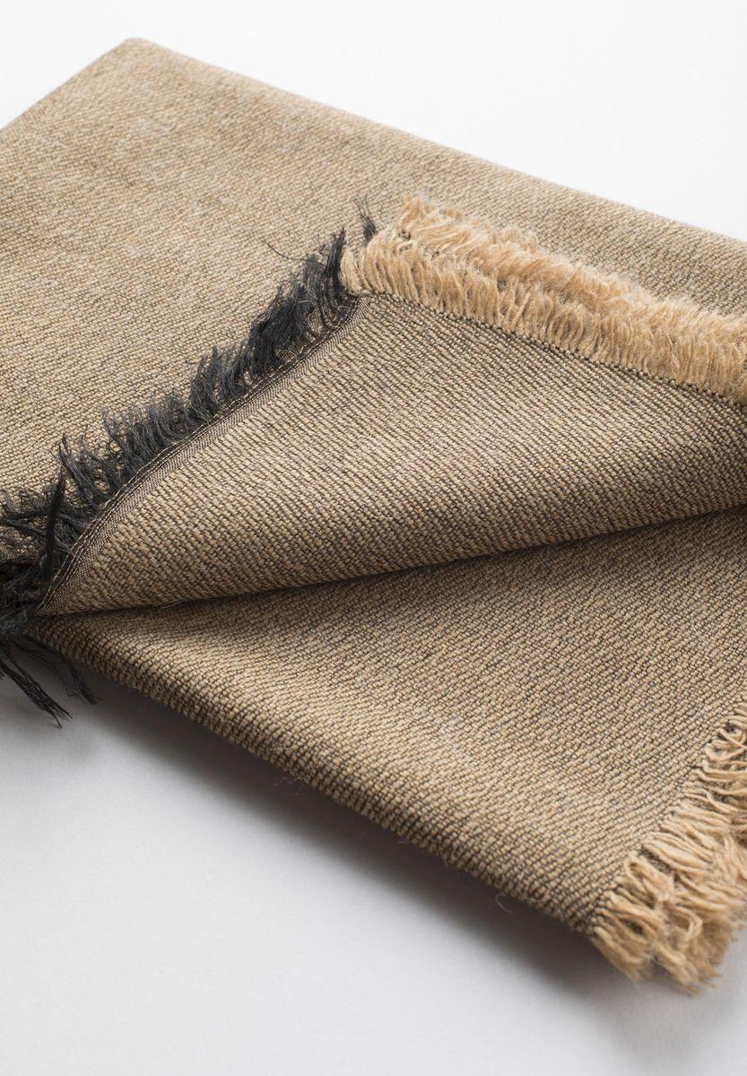 Angelico Sciarpa Cammello Con Frange Nere