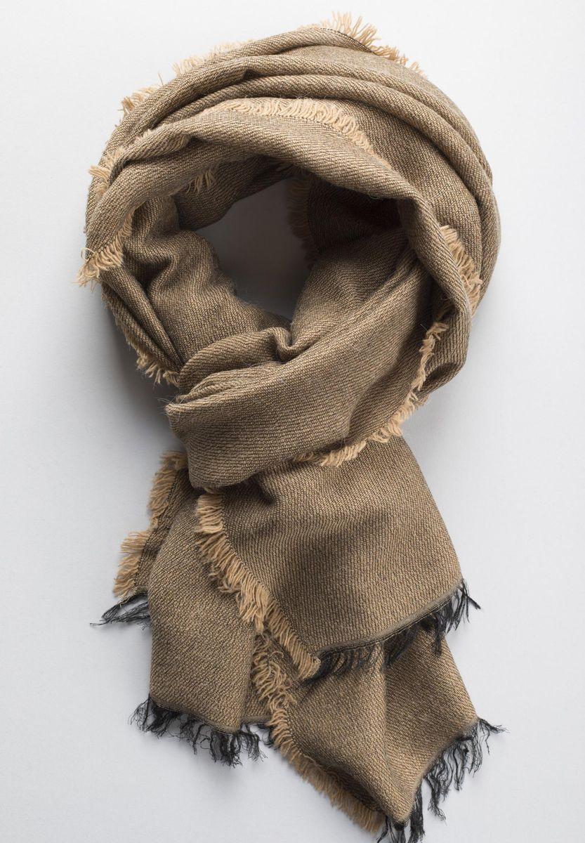 Angelico Sciarpa cammello con frange nere