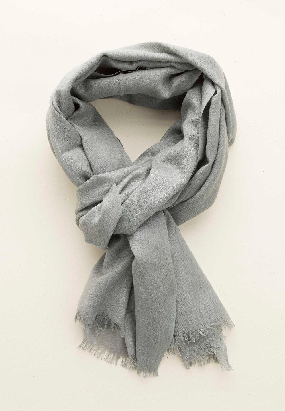 Angelico Sciarpa grigia lana merinos frange