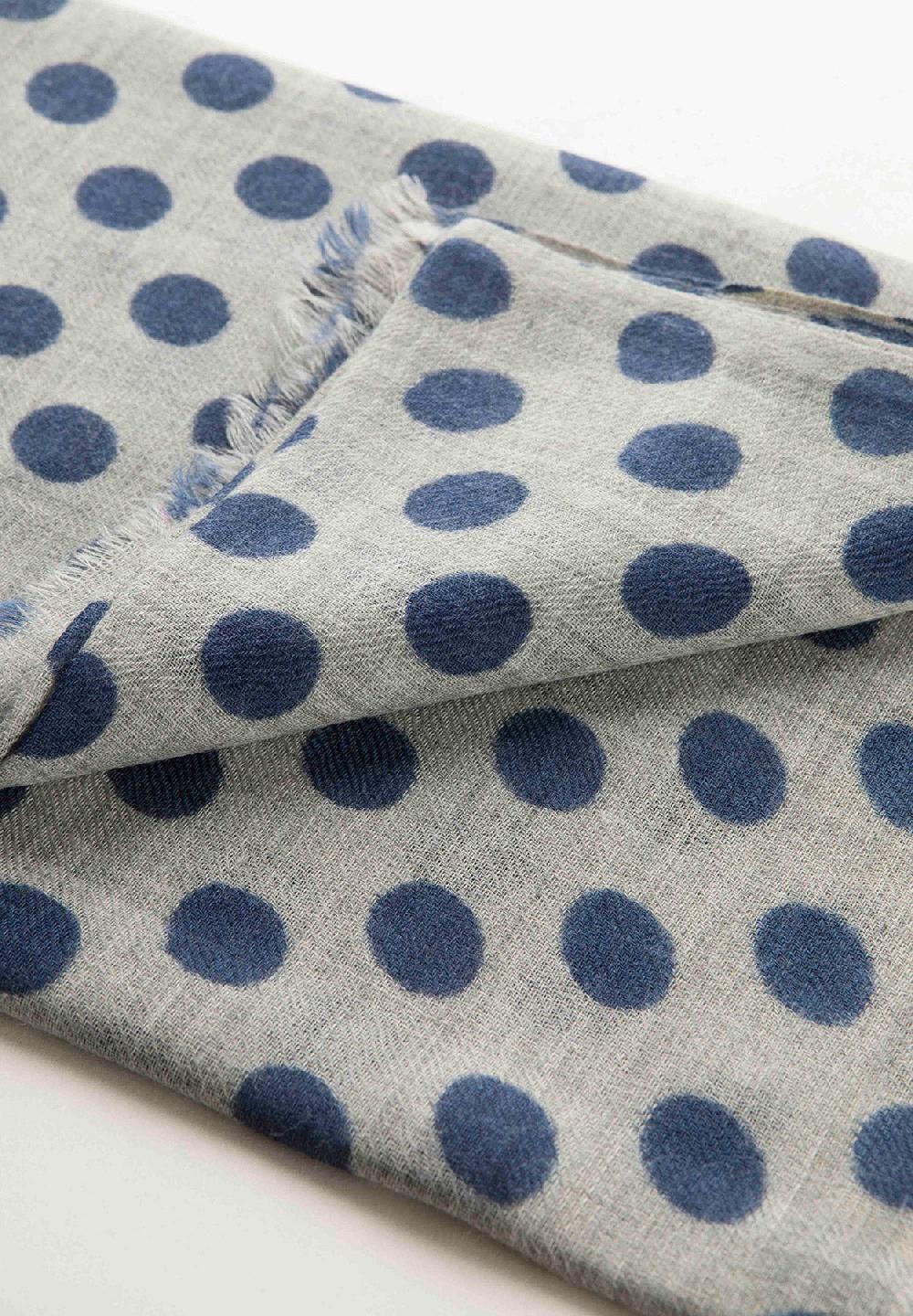 Angelico Sciarpa Grigia Pois Blu Misto Lana Frange