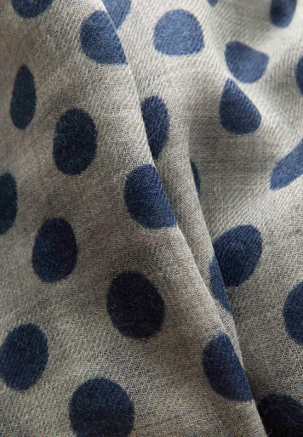 Angelico Sciarpa Grigia Pois Blu Misto Lana Frange