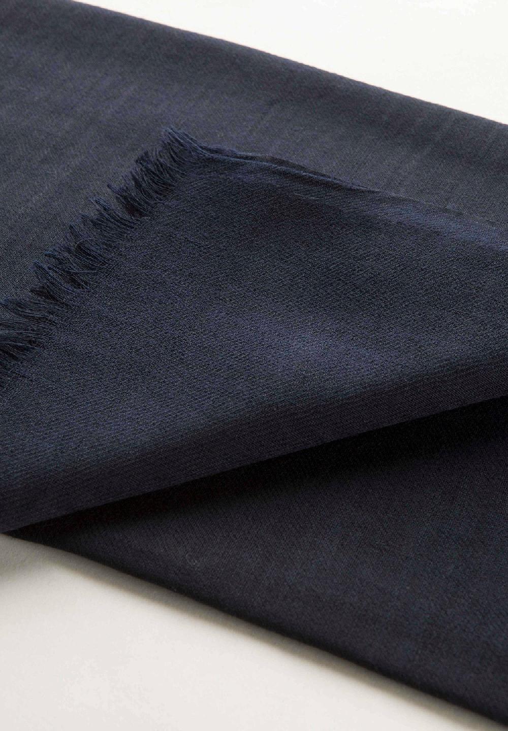 Angelico Sciarpa Navy Lana Merinos Frange