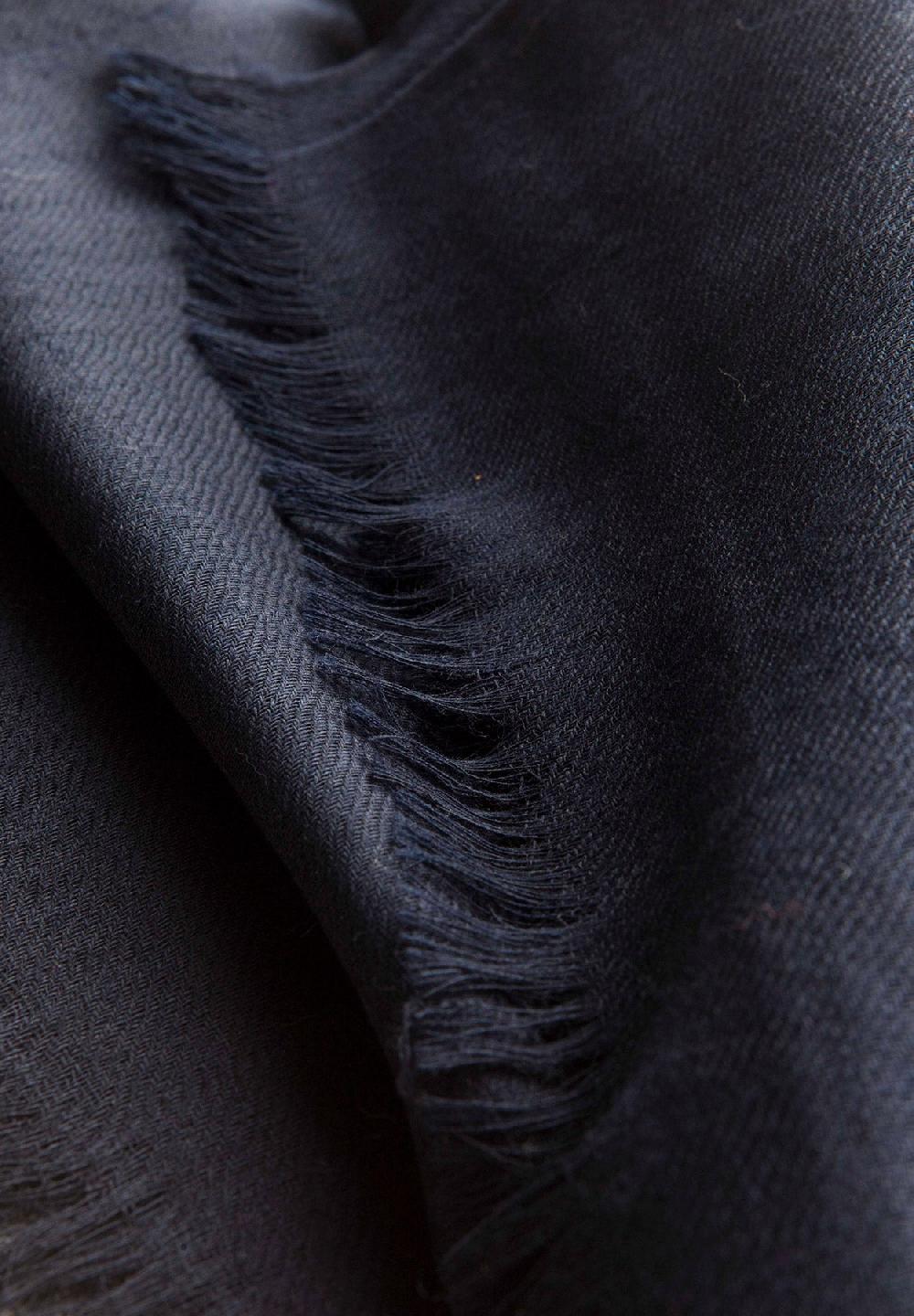 Angelico Sciarpa Navy Lana Merinos Frange