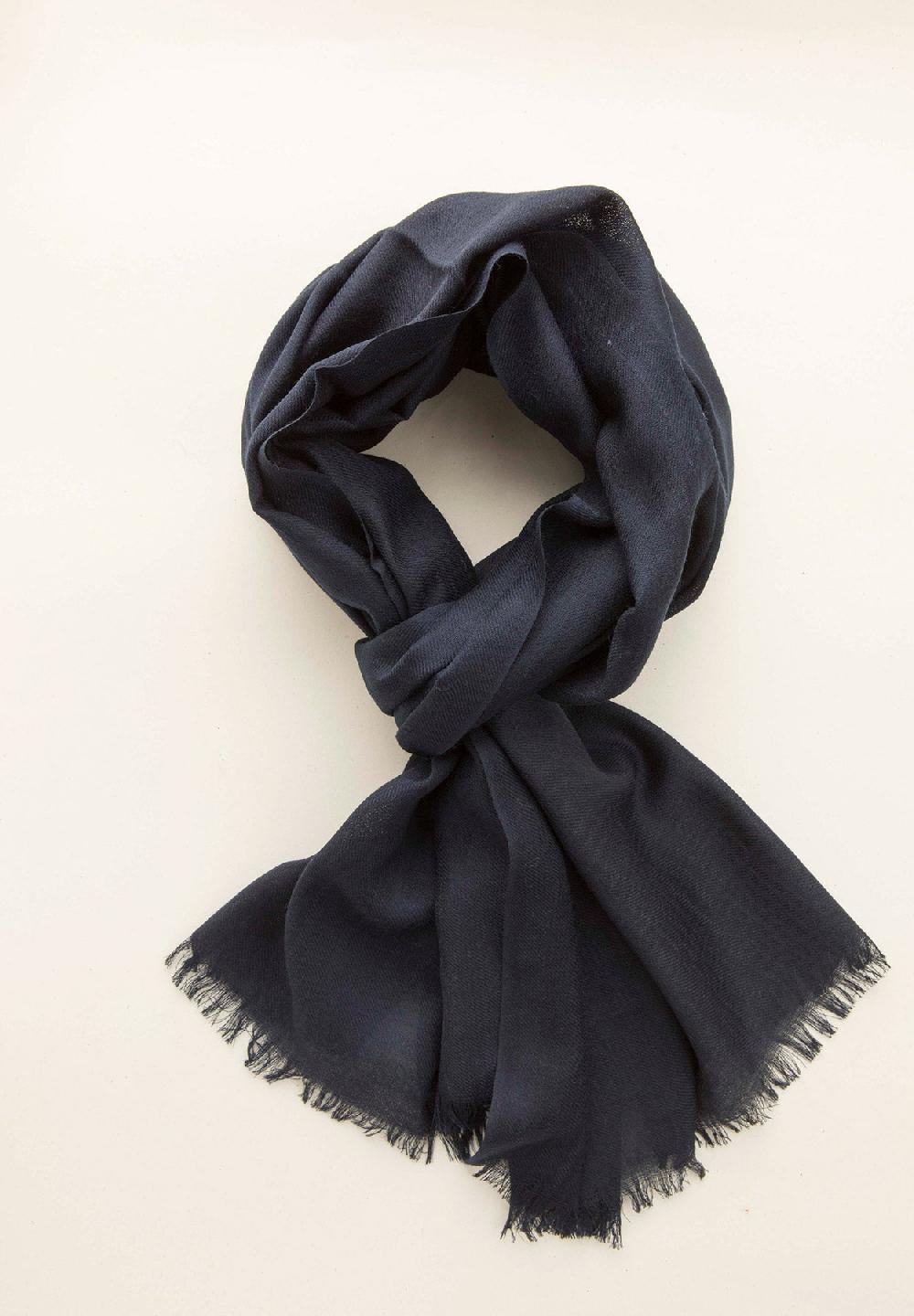 Angelico Sciarpa navy lana merinos frange