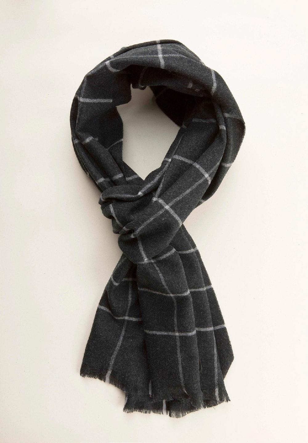 Angelico Sciarpa nera quadri lana vergine