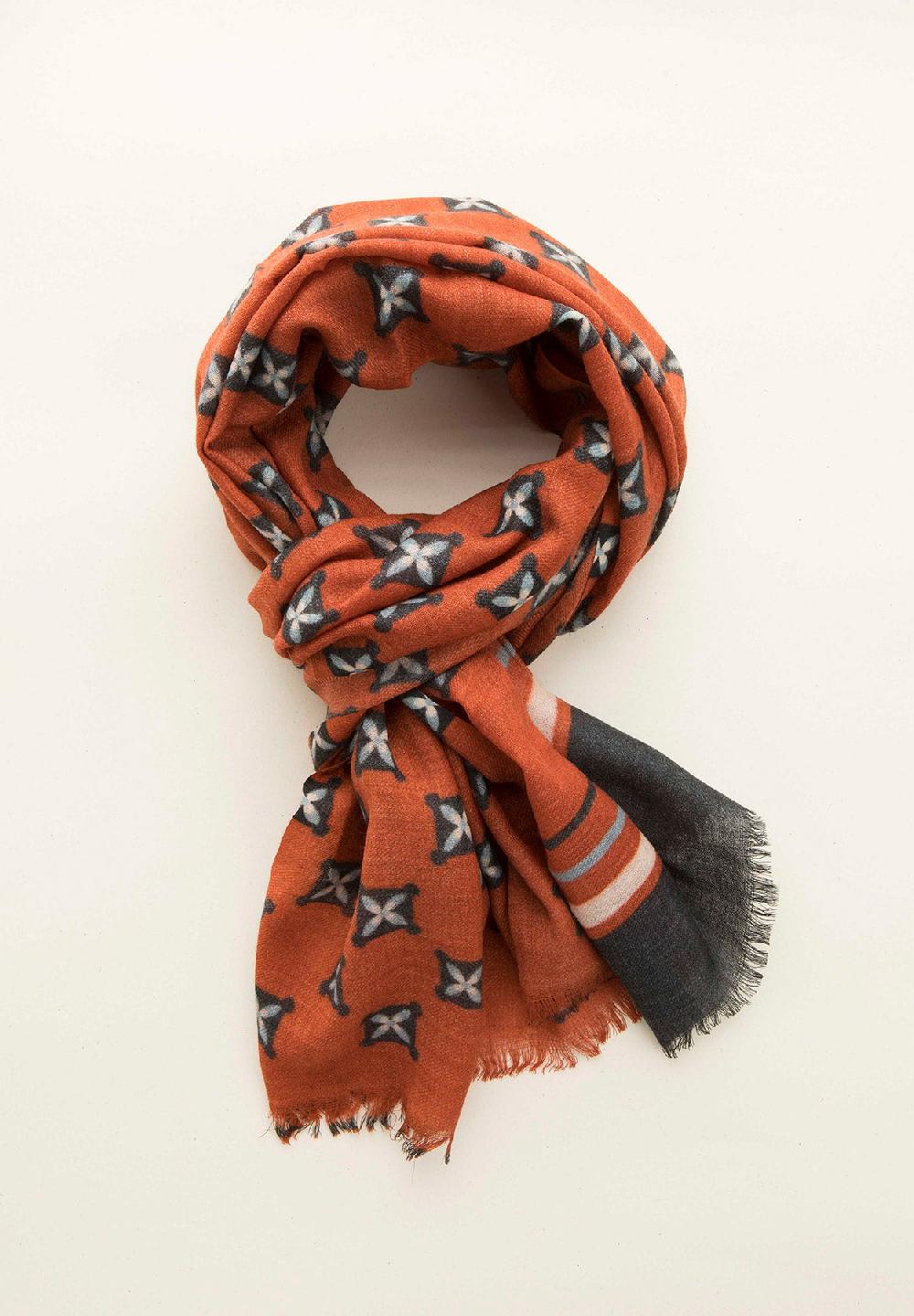 Angelico Sciarpa rossa fantasia lana frange