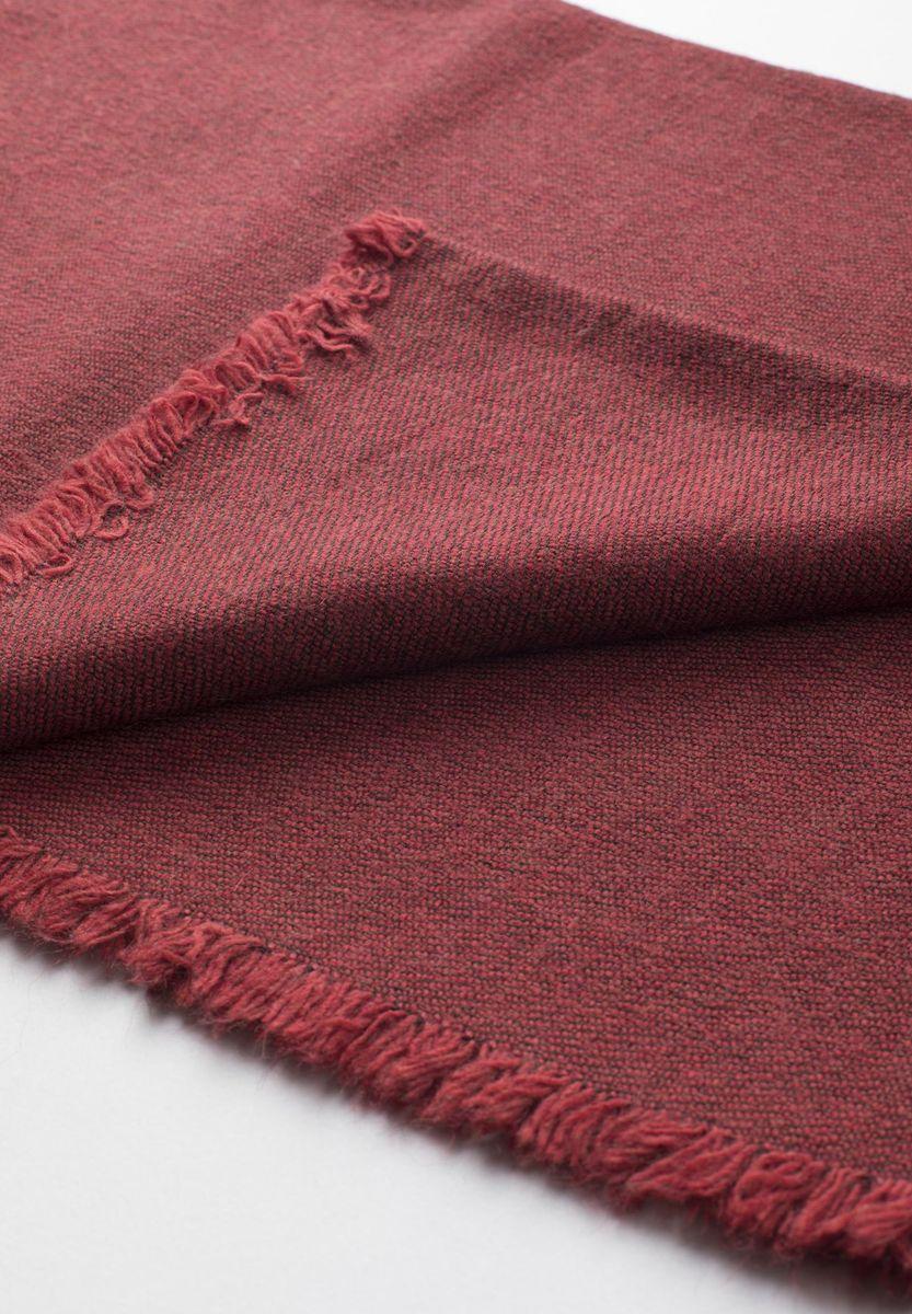 Angelico Sciarpa Rosso Scuro Con Frange Nere