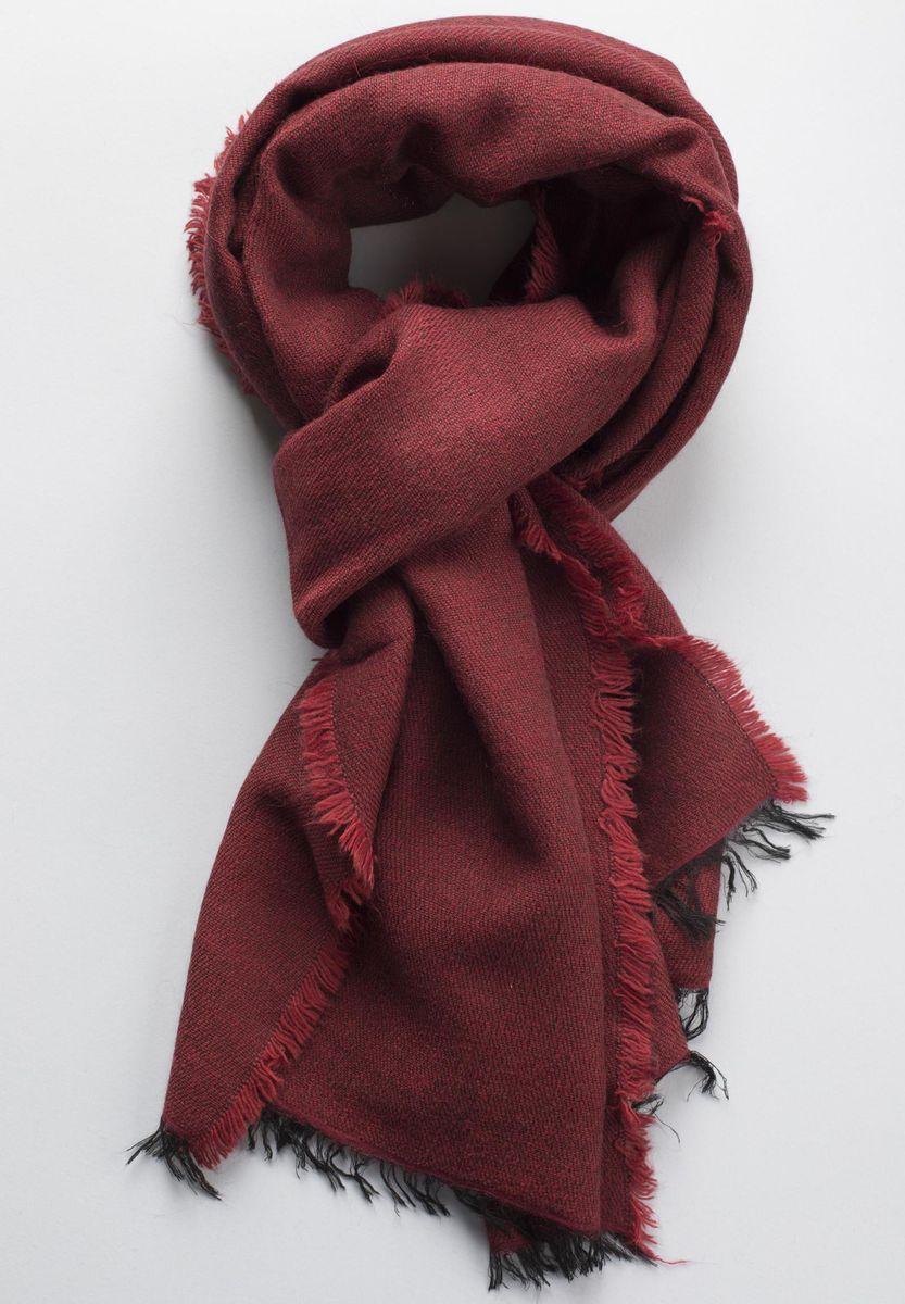 Angelico Sciarpa rosso scuro con frange nere