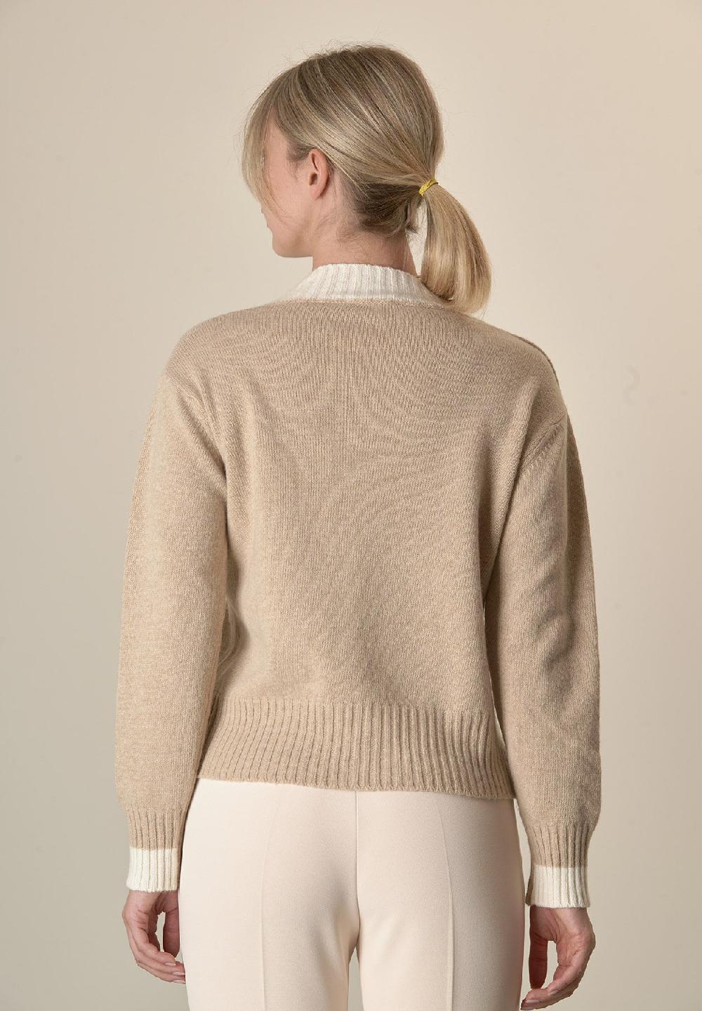 Angelico Scollo V Beige Misto Cashmere