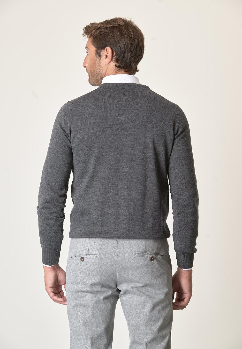 Angelico Scollo V Grigio Lana Merinos Extrafine