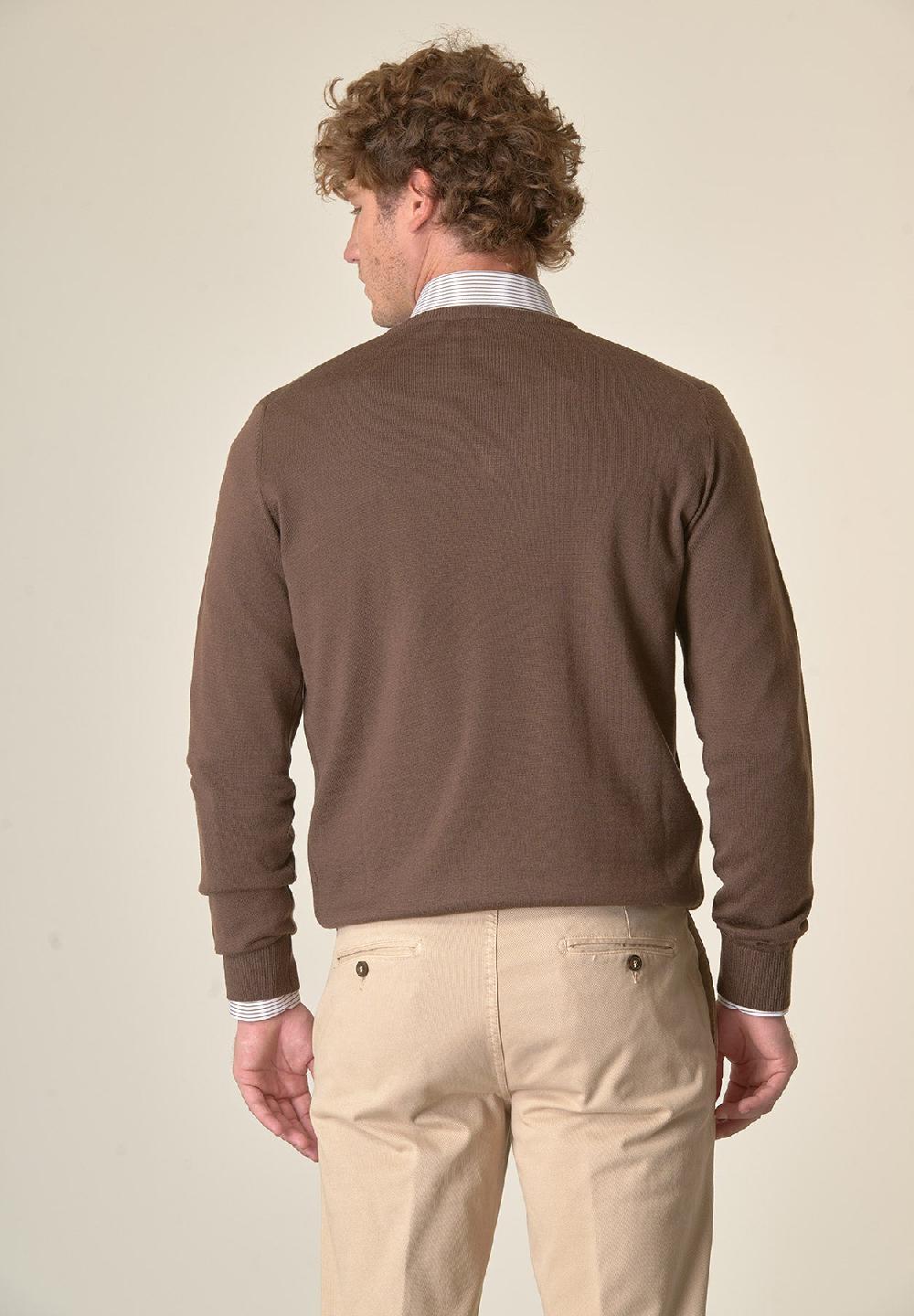 Angelico Scollo V Marrone Lana Merinos Extrafine