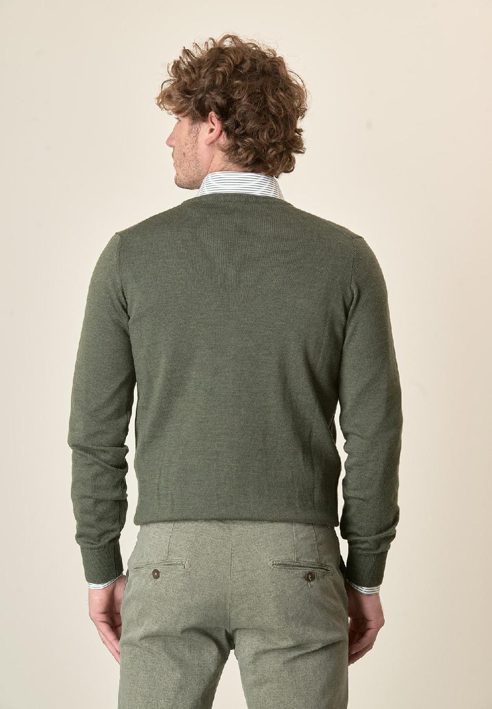 Angelico Scollo V Verde Lana Merinos Extrafine