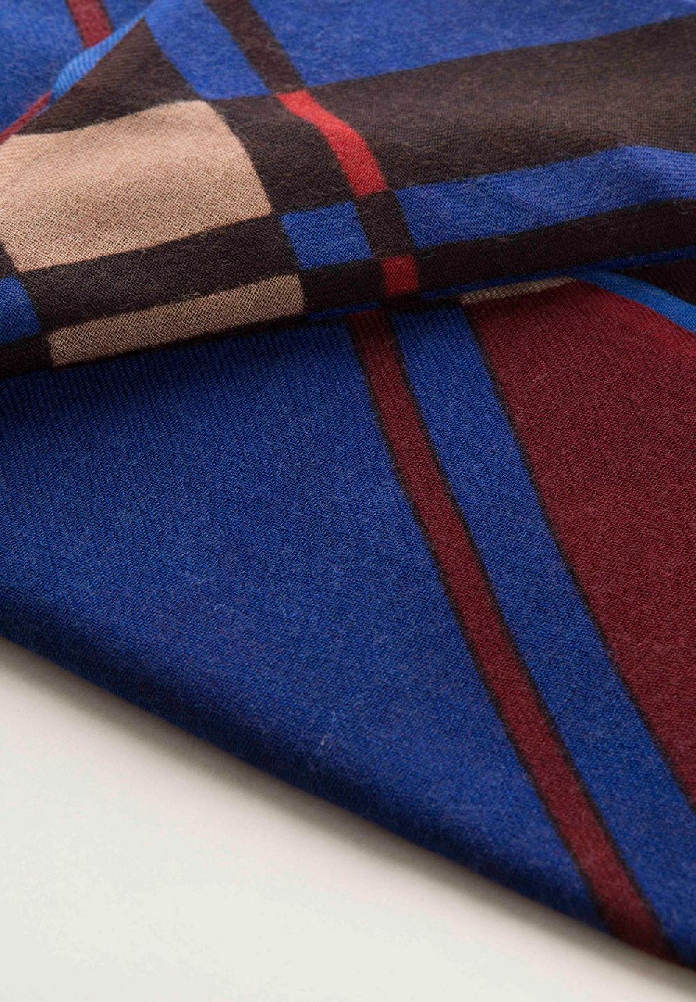 Angelico Stola Blu Moro Quadri Lana Frange