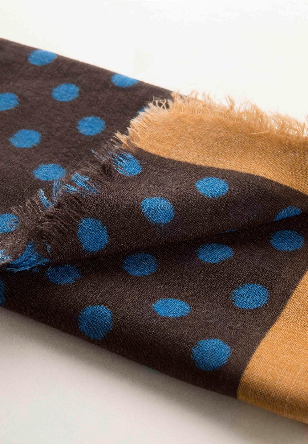 Angelico Stola Marrone Pois Lana Con Frange