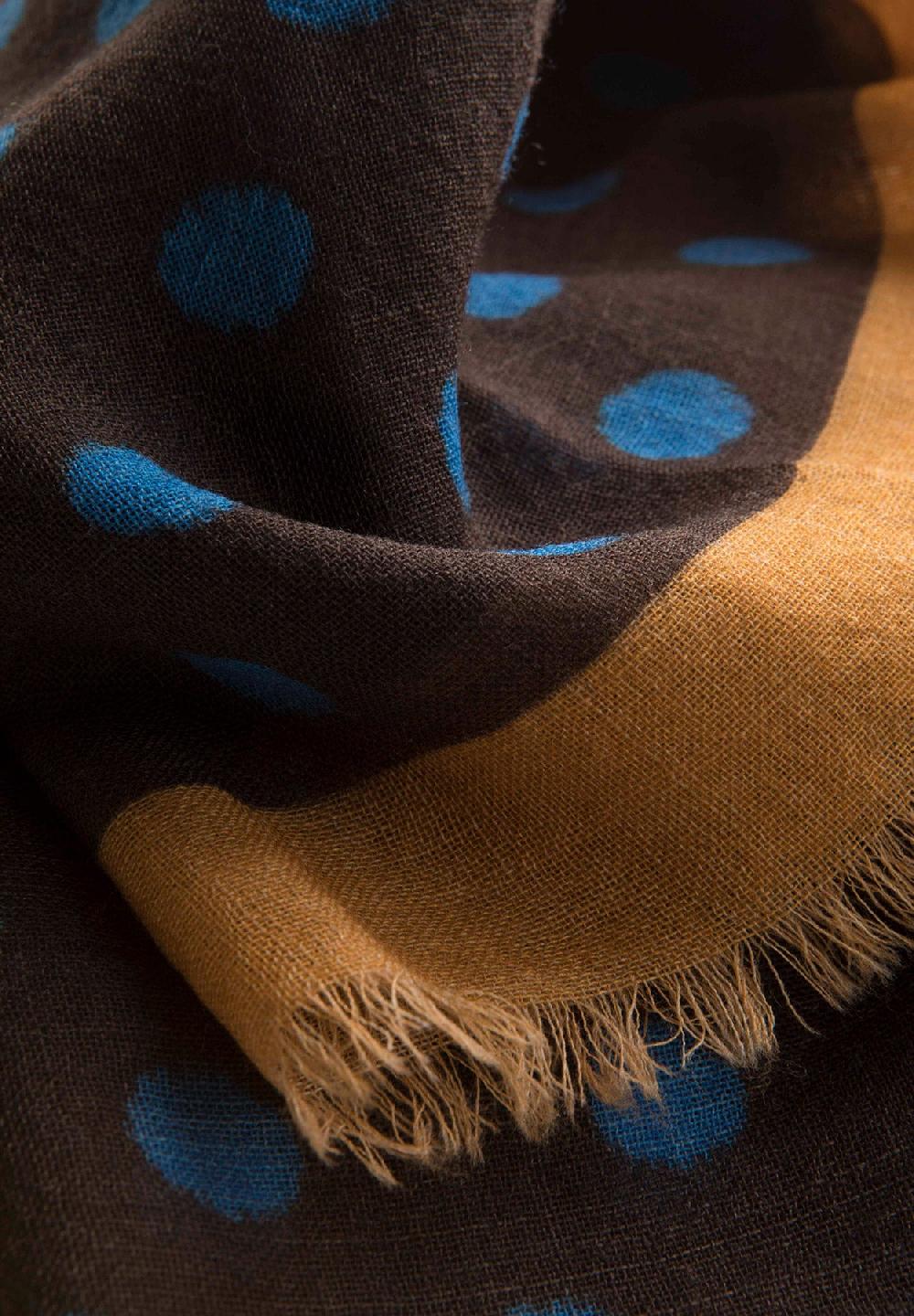 Angelico Stola Marrone Pois Lana Con Frange